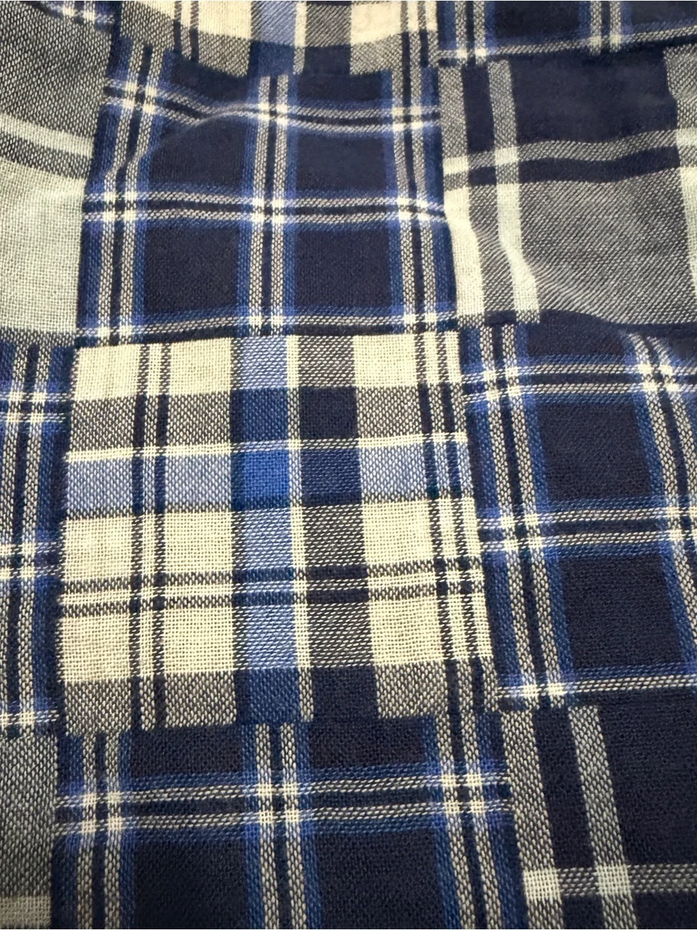 OshKosh Blue & White Plaid Pull-On Long Patchwork Shorts Sz 6 Boys
